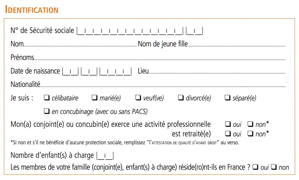 Bulletin d'adhésion CFE - 01 Identification