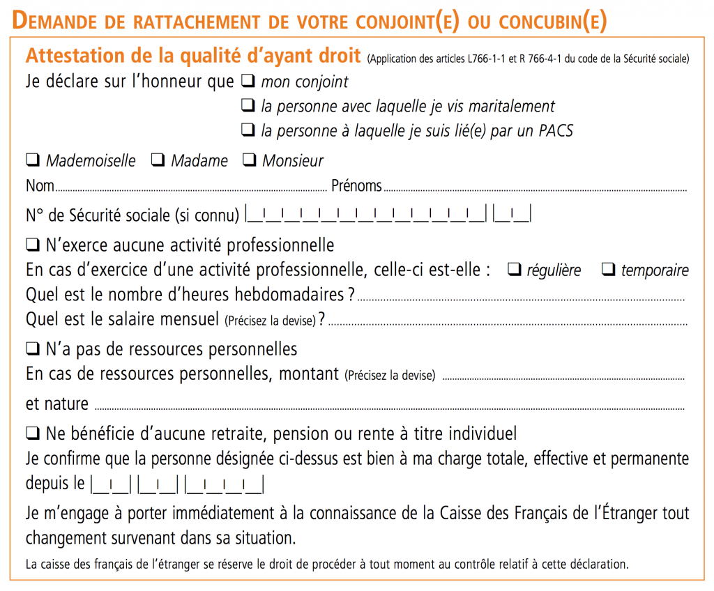 Bulletin d'adhésion CFE - 04 Ayant-droit