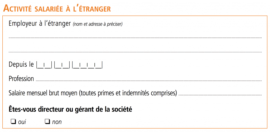 Bulletin d'adhésion CFE - 07 Activité étranger