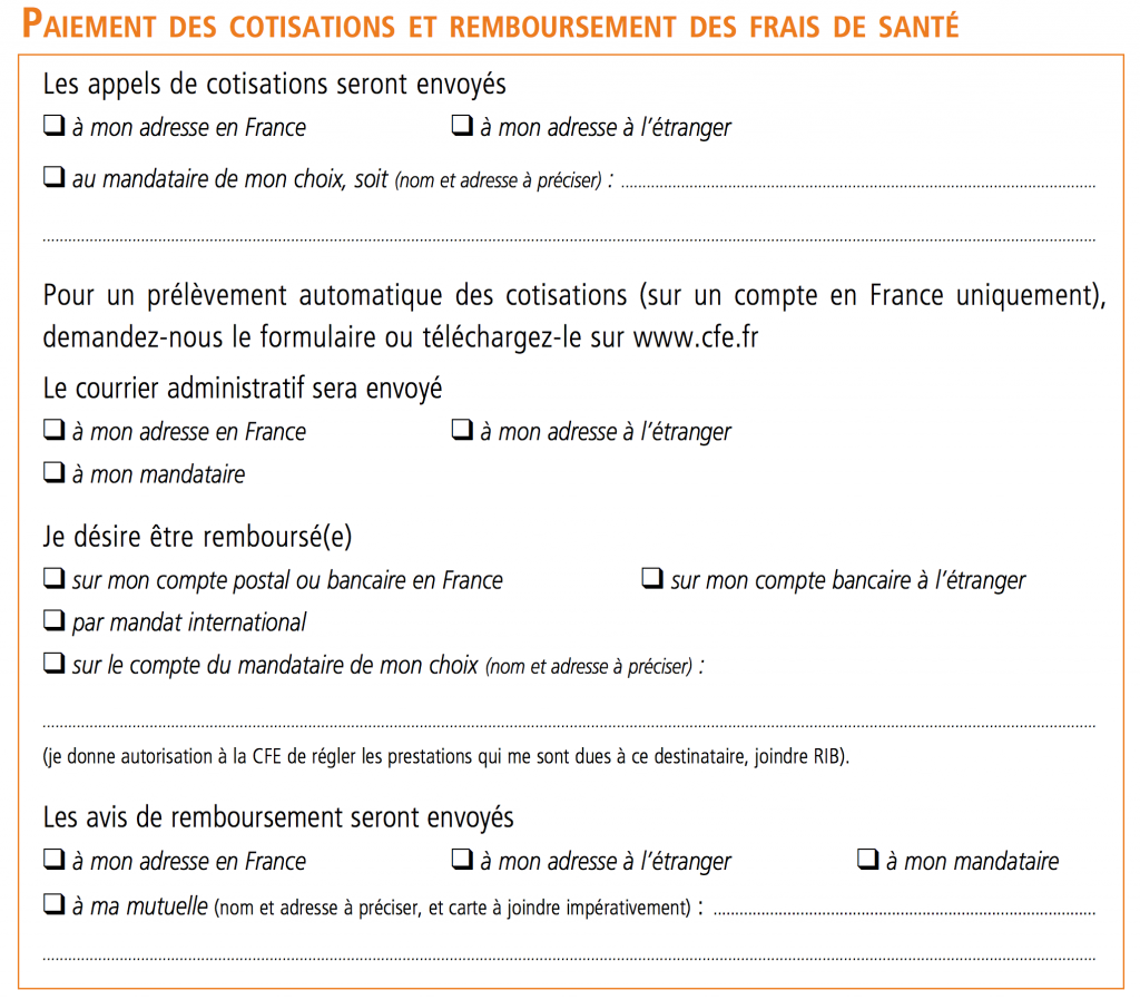 Bulletin d'adhésion CFE - 08 Paiement